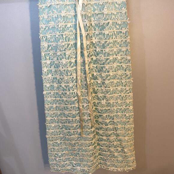 Vintage Handmade Regency Style Floral Lace Blue A-Line Dress SZ S | Bridgerton - Picture 3 of 14